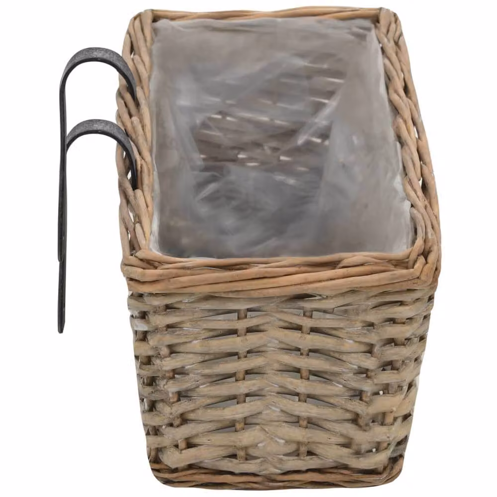 Berkfield Home Traditional Wicker Balcony Planter with PE Lining, 2 Pack, Brown, 60 cm – 4