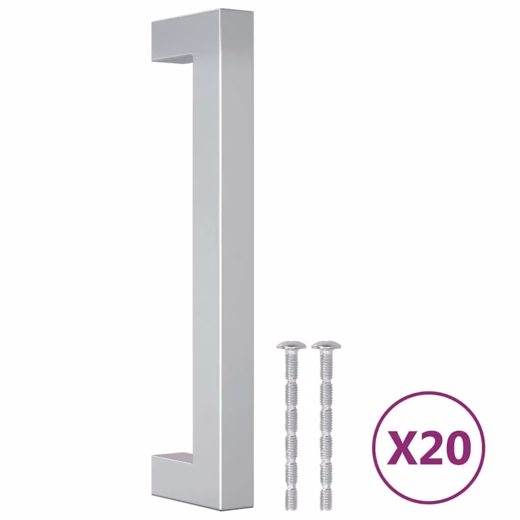 Berkfield Home 20 Pack Silver Brushed Stainless Steel Bar Cabinet Handles, Length: 128 mm