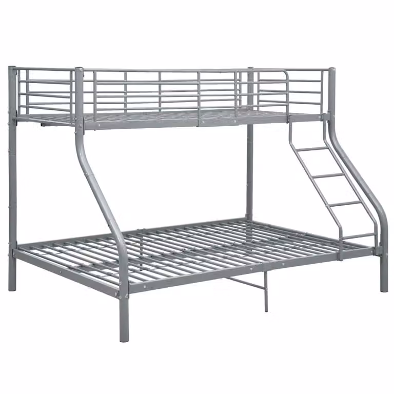 Berkfield Home Metal Bunk Bed Frame in Grey, W/D/H: 140 x 200 cm