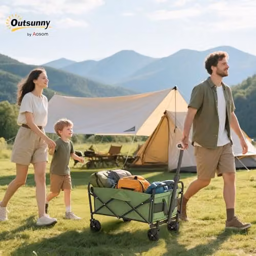 Outsunny 93L Heavy Duty Festival Trolley on Wheels, Green, W/D/H: 86 x 48 x 48 cm – 2
