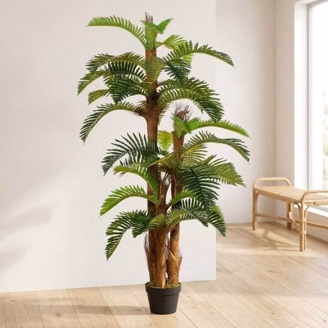 STILVORA Artificial Green Palm Plant in Pot, Height: 150 cm