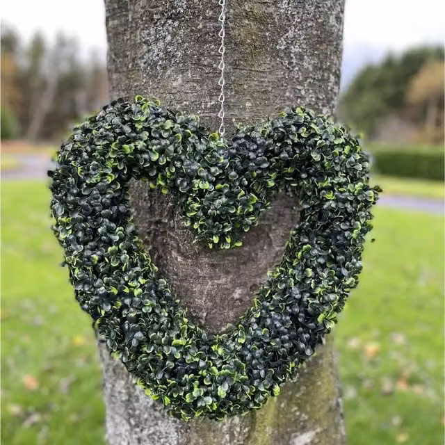 Best Artificial Green Boxwood Heart Hanging Wreath