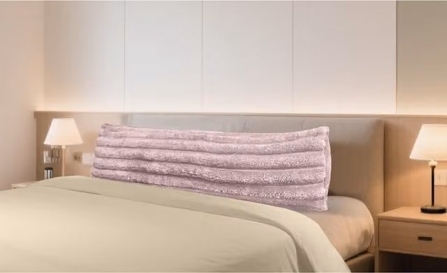 Velosso Plush Supersoft Jumbo Cord Ribbed Body Support Bolster Pillow in Pink