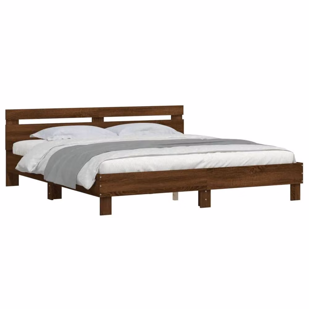 Berkfield Home Modern Oak Bed Frame in Brown, 200 x 200 cm – 3