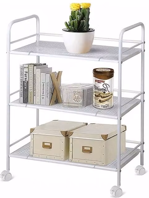 Kelvenix 3 Tier Slim Kitchen Food Storage Trolley in White – 1