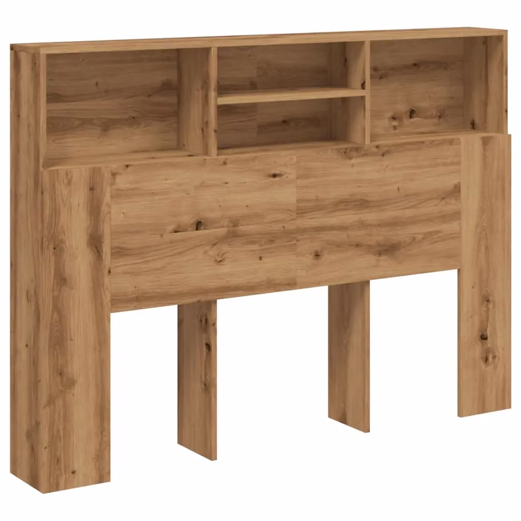 Berkfield Home Artisan Oak Headboard Cabinet in Brown, W: 140 cm, D: 19 cm, H: 103.5 cm – 2