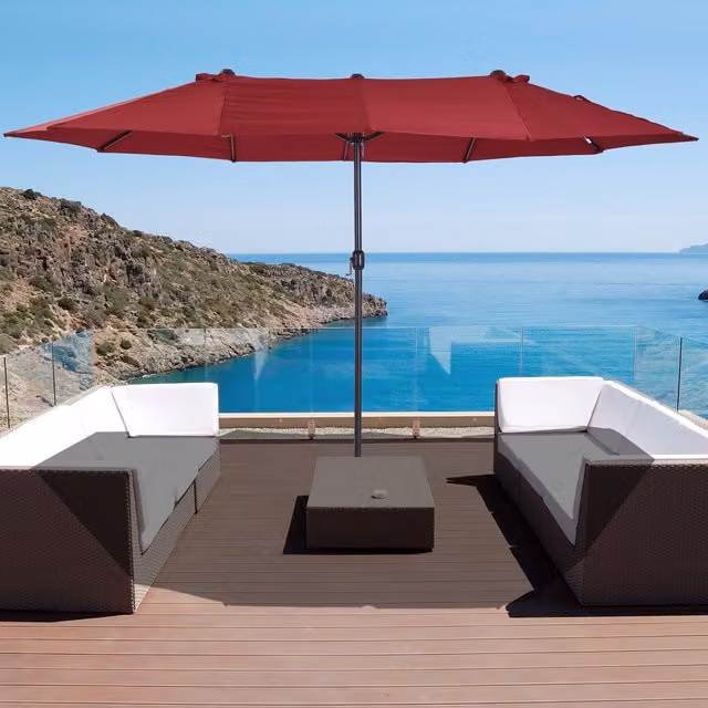 Outsunny 4.6m Double-sided Crank Garden Sun Umbrella Canopy in Red