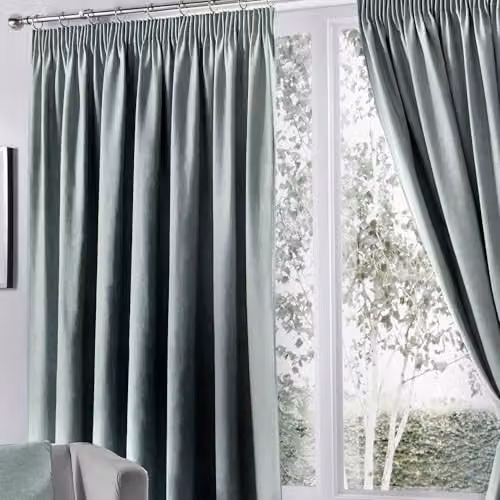 Fusion Dijon Thermal and Blackout Pencil Pleat Curtains in Blue, W: 168 cm, H: 183 cm – 4