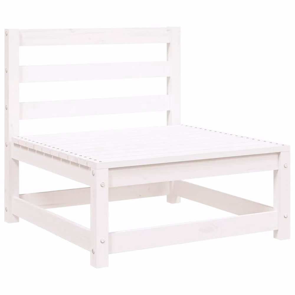 Berkfield Home Armless Garden Sofa in White Rustic Solid Pine, W/D/H: 70 x 70 x 67 cm – 2