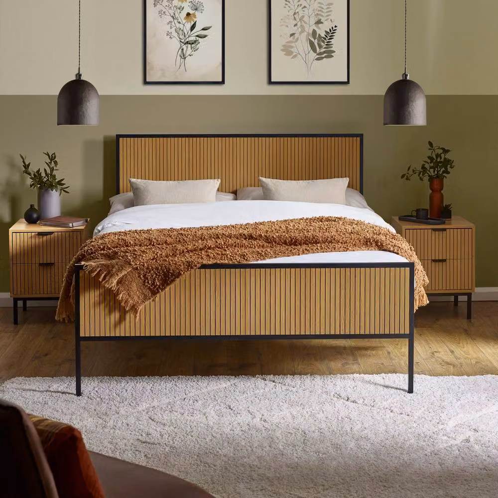 Cheshire Horizon Oak Effect Double Bed Frame in Brown, W/D/H: 140 x 200 cm – 2