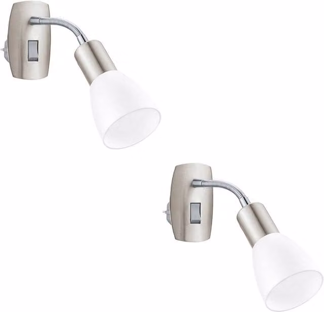 Loops 2 Pack Modern Chrome and Silver LED Wall Lights with Replaceable Bulbs