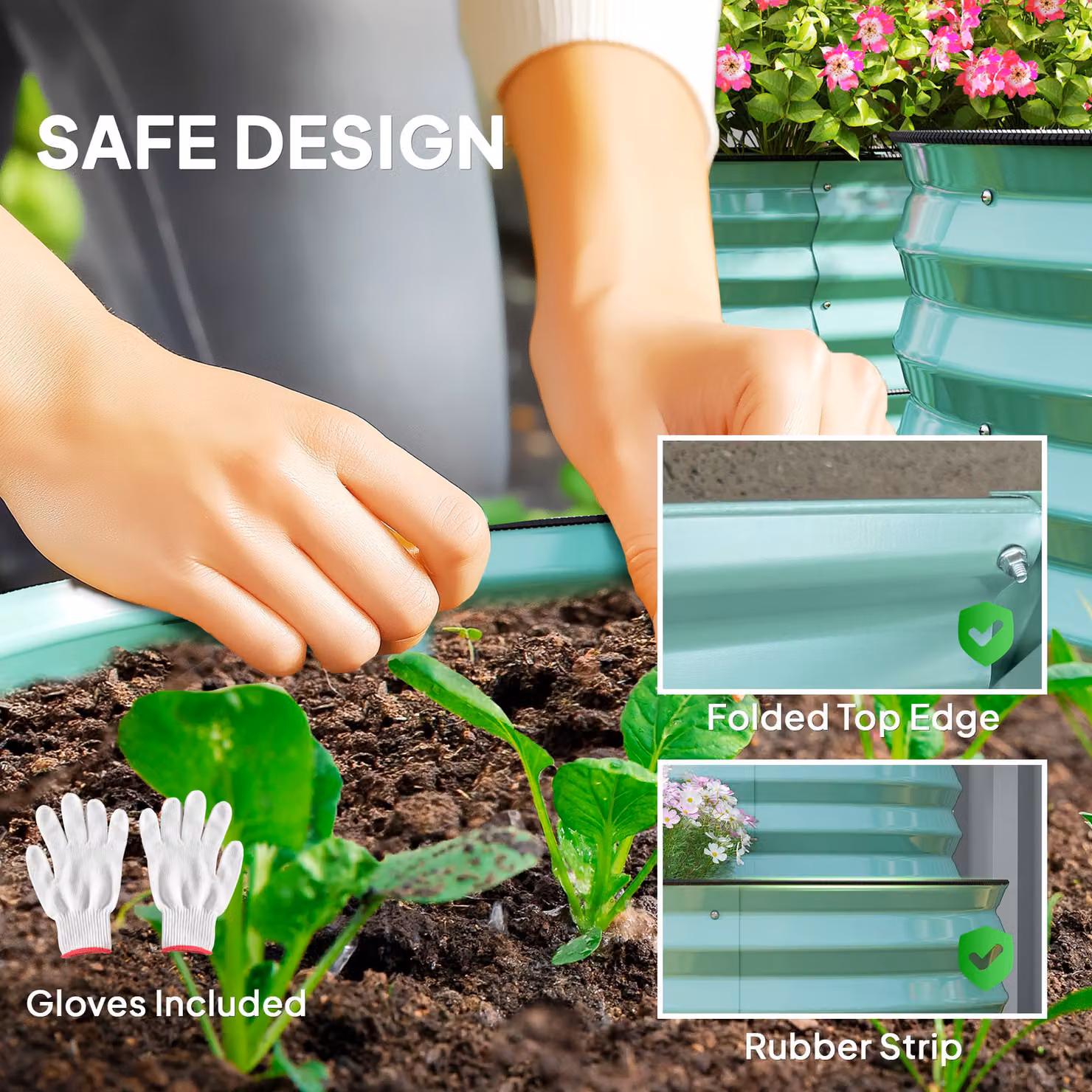 Outsunny Two-Tier Galvanised Steel Garden Planter, Green, W/D/H: 150 x 60 x 57 cm – 5