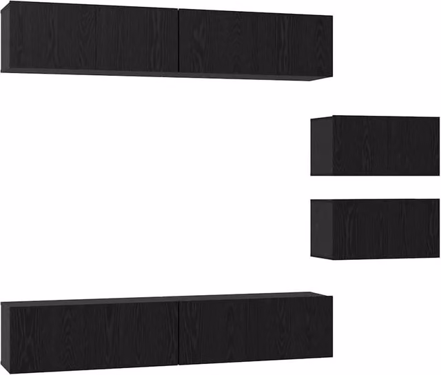 Berkfield Home Modern Wall Mounted TV Cabinet in Black Oak, 6 Pieces, W/D/H: 80 x 30 x 30.5 cm