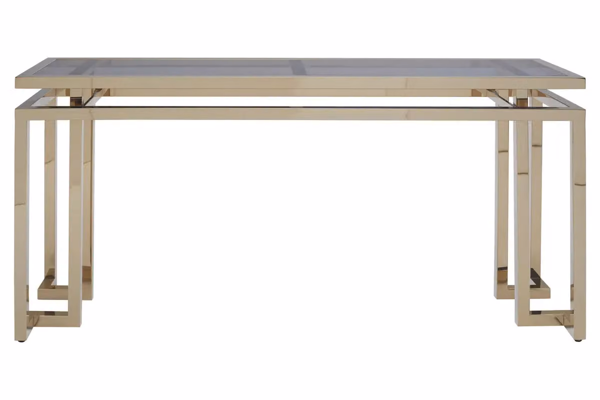 Orsina Stylish Gold Console Table with Glass Top and Metal Frame – 4