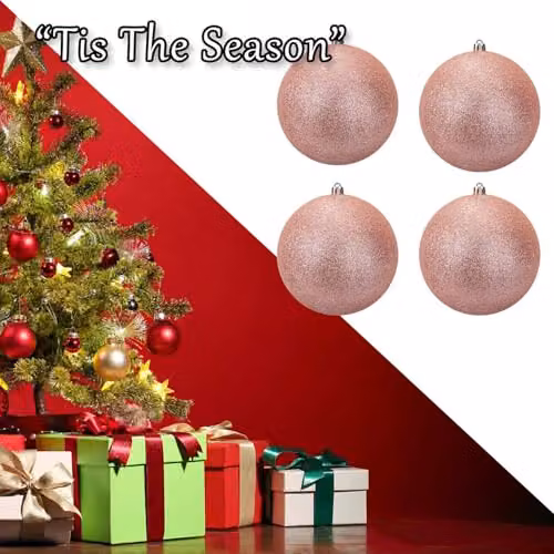 VFM e-Store Set of 4 Gold Abstract Flower Christmas Bauble Hanging Tree Ornaments, Diameter: 7 cm – 6
