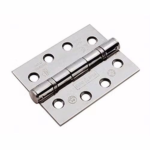 Loops Pair of Bright Stainless Steel Ball Bearing Butt Hinges, H x W x D: 102 x 76 x 3 mm
