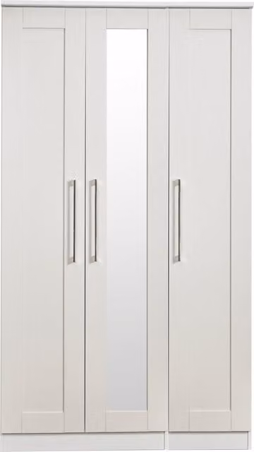 2 U Ripon Ready Assembled Tall Triple Mirror Wardrobe in Light Grey