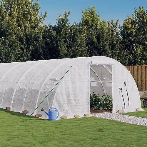 vidaXL Greenhouse with Steel and Plastic Frame, White, W/D/H: 6 x 4 x 2 m – 2