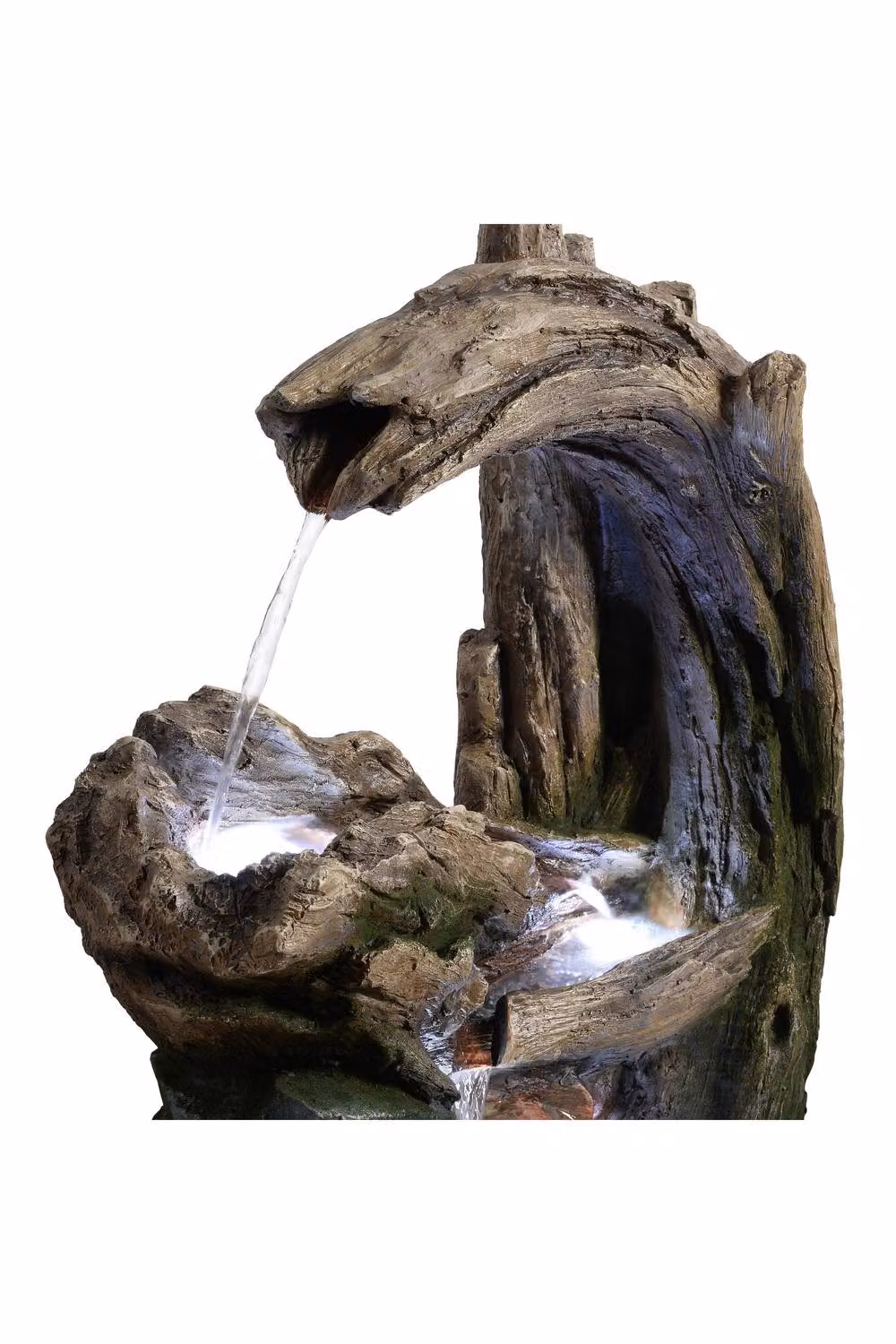 Teamson Home Grey Cascading Outdoor Garden Fountain with LED Lighting and Stone Effect Design, Height: 82 cm – 9