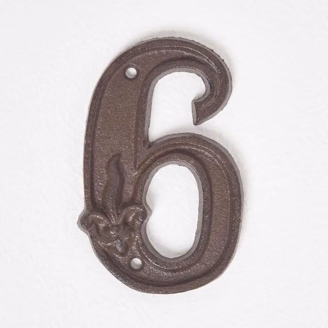 Homescapes Rustic Cast Iron Door Number in Brown