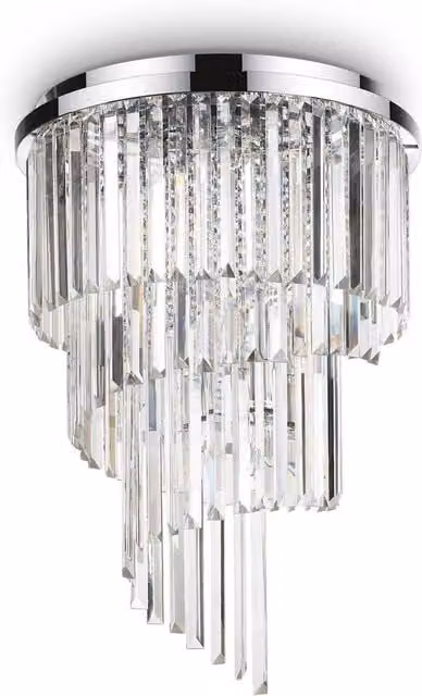 Ideal Lux Carlton 12-Light Crystal Ceiling Chandelier in Chrome with E14 Sockets