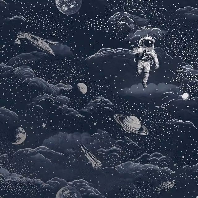 Holden Décor Lost In Space Abstract Wallpaper in Mid Blue