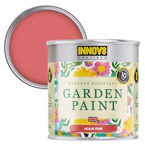 INNOV8 COATINGS Weatherproof Satin Gloss Garden Paint for Wood, Pink, 0.75 l