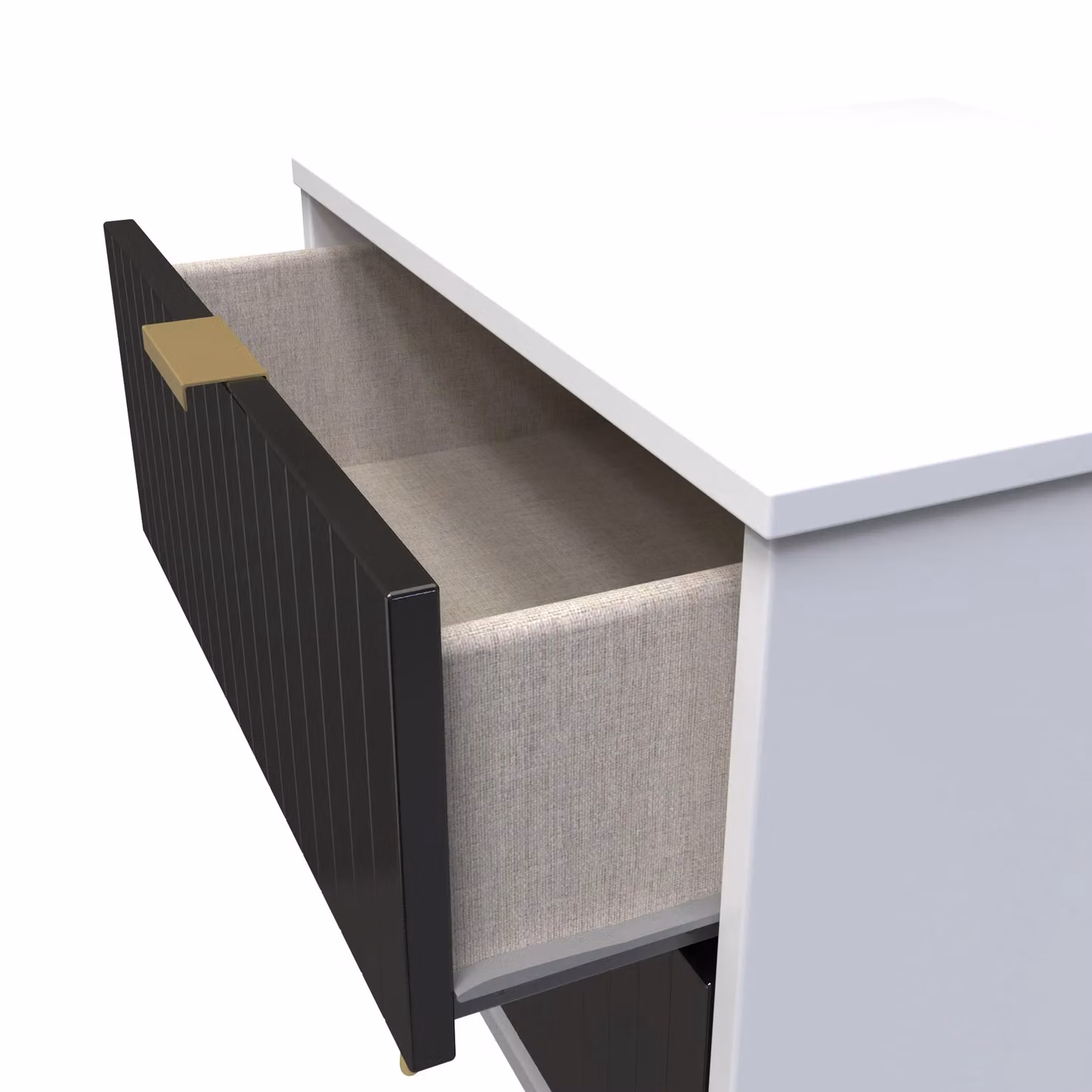 Ready Assembled 2 U Bexley 2 Drawer Bedside Cabinet in True Black and Gold – 4