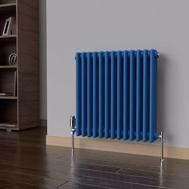 Lux Heat Horizontal 3 Column Steel Radiator in Galaxy Blue, W: 60.5 cm, H: 60 cm