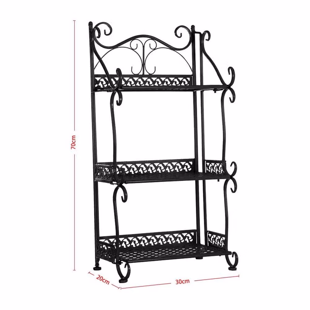 KORVIXA 3 Tier Metal Bathroom Storage Shelf Rack, Black, W: 60 cm, H: 100 cm – 2