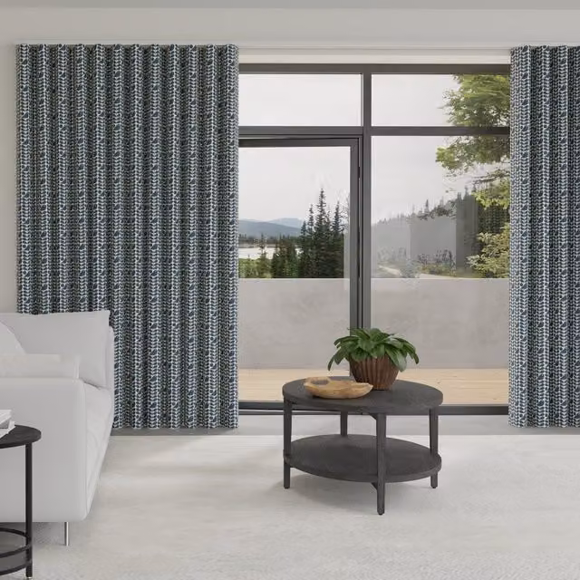 Orla Kiely Early Bird Made to Measure Wave Blackout Floral Cotton Curtains in Blue