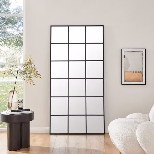 FurnitureboxUK Yoko Full Length Lean To Large Window Wall Mirror with Black Metal Frame