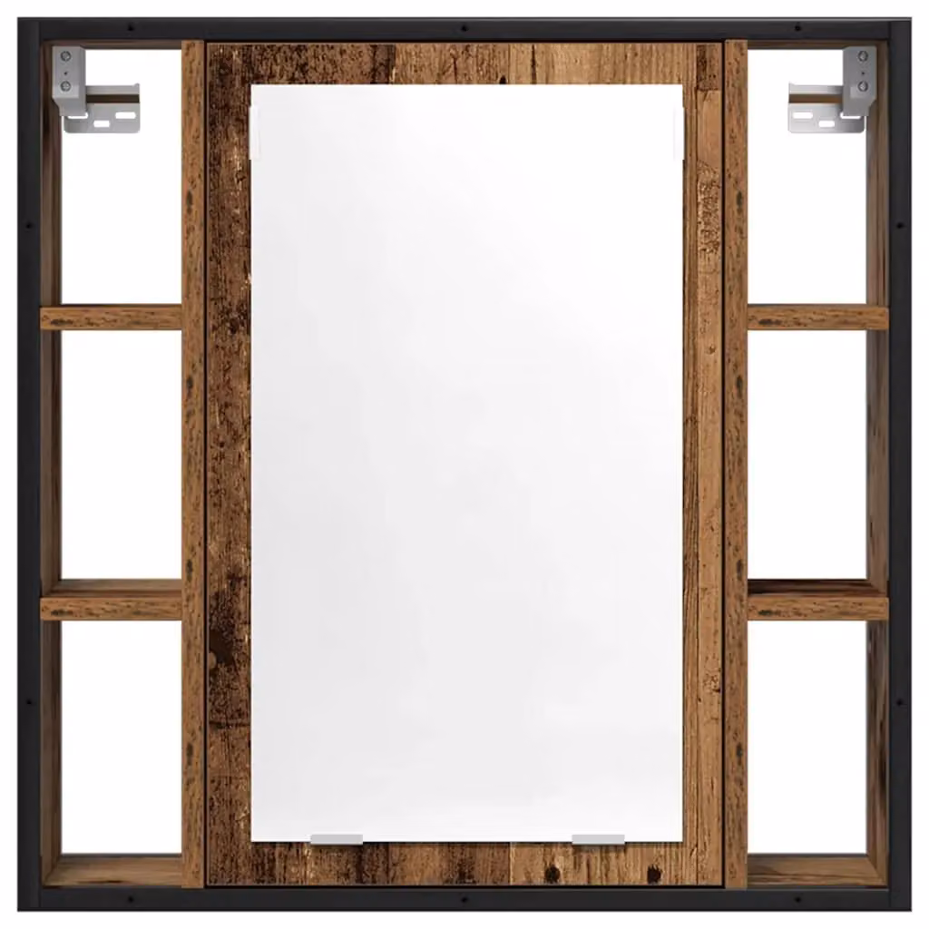 Berkfield Home Rustic Old Wood Bathroom Mirror Cabinet, Brown, W/D/H: 60 x 16 x 60 cm – 4