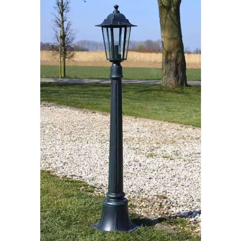 Berkfield Home Preston Solar Garden Lantern Post Lights, Green, 2 Pack, Height: 105 cm – 2