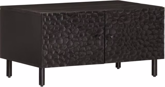Berkfield Home Black Mango Wood Coffee Table W: 80 cm, D: 50 cm, H: 40 cm – 1