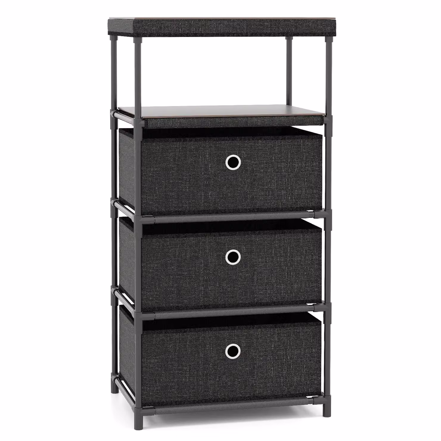 Gymax Industrial Fabric Storage Tower with Wood Top, Black – 8