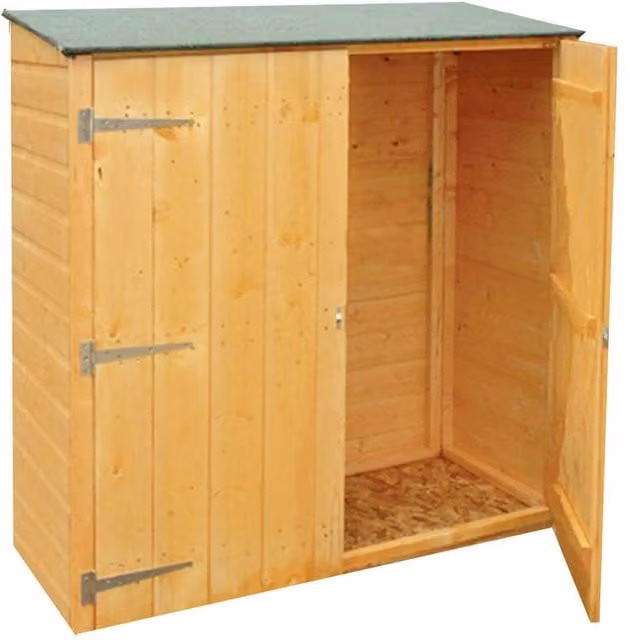 Shires Brown Wood Shiplap Garden Shed with Double Doors and Gable Roof, W/D/H: 120 x 59 x 153.2 cm
