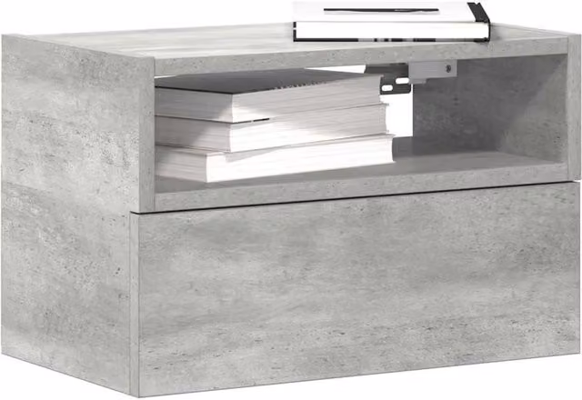 Berkfield Home Wall-mounted Bedside Cabinets, 2 Pack, Concrete Grey, W: 45 cm, D: 26 cm, H: 28.5 cm – 1