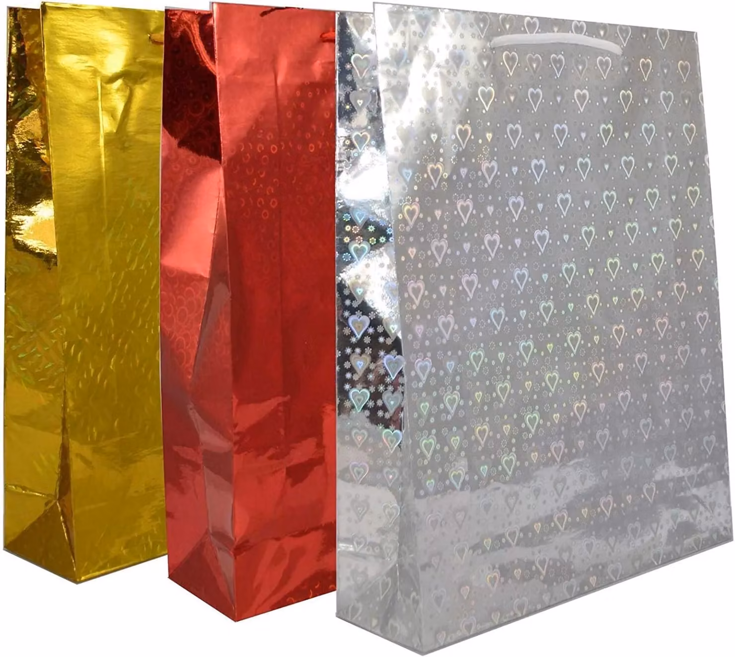 Shatchi Assorted Colours Holographic Gift Bags, 25 Pack, W/D/H: 14.5 x 6.5 x 11.5 cm – 2