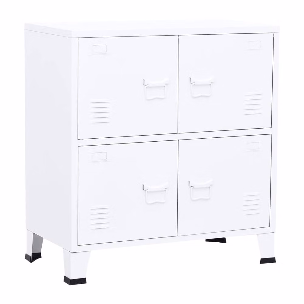 Berkfield Home Industrial Storage Chest in White, W/D/H: 75 x 40 x 80 cm – 2