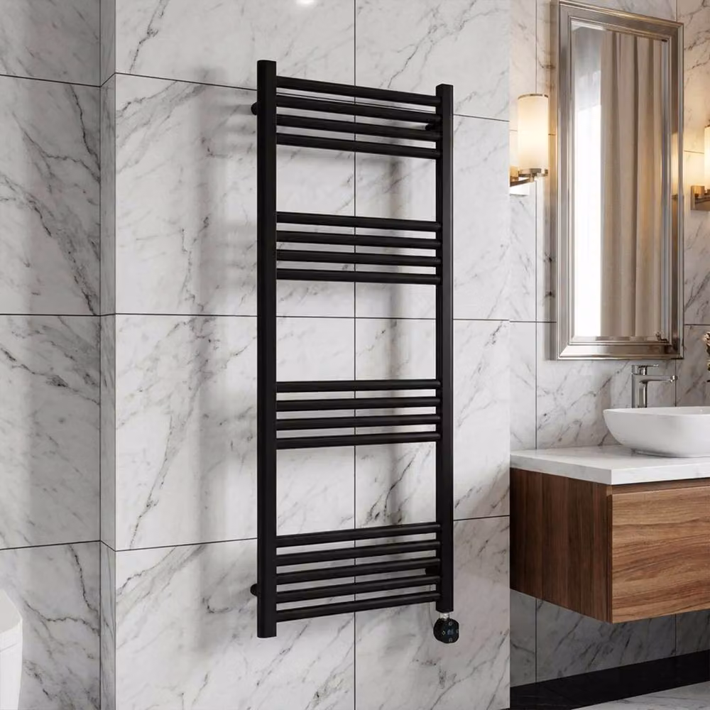 Balterley Electric Round Tube Towel Rail with 17 Bars, W: 50 cm, H: 120 cm, Anthracite Grey – 4