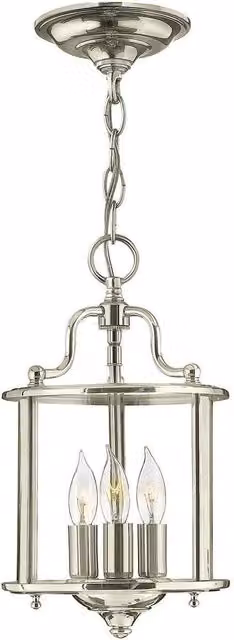 Netlighting Gentry 3 Candle Small Pendant Light in Grey and Polished Nickel
