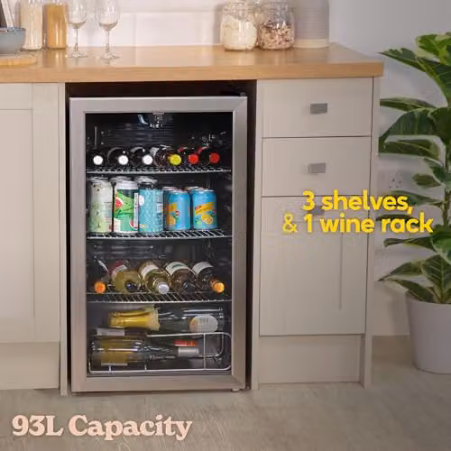 Russell Hobbs RH48BC101SS Undercounter Freestanding Beverage Fridge in Stainless Steel with Glass Door and LED Light, 93 Litre Capacity – 5