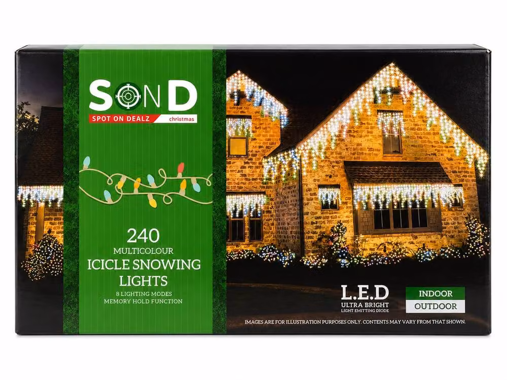 Spot On Dealz 240 LED Multicolour Snowing Icicle Christmas Lights with 8 Functions for Indoor and Outdoor Use – 2