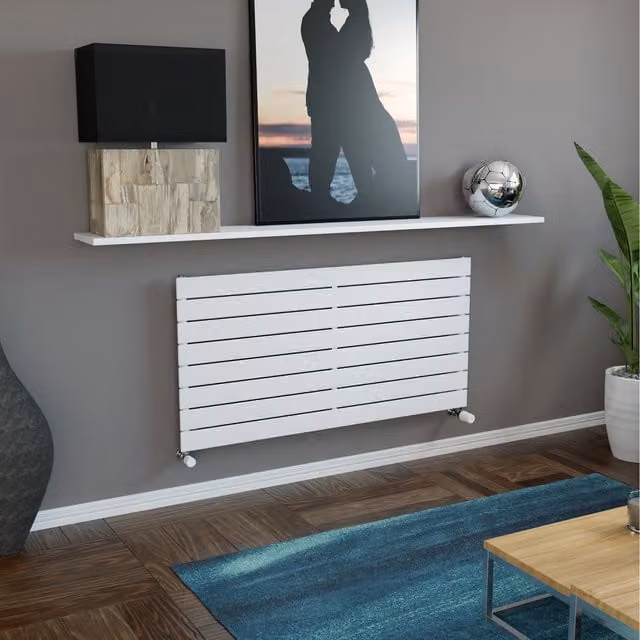 Agadon Panio Duplex Horizontal Flat Panel Designer Radiator in White, W/D/H: 120 x 59.5 x 7.2 cm