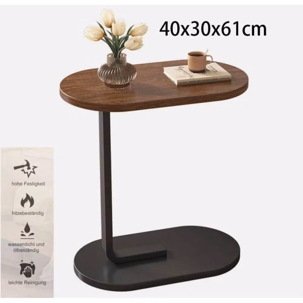 EONLION Black Walnut C-Shaped Sofa Side End Table, Brown – 3