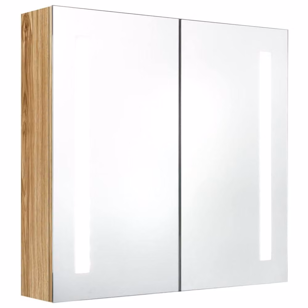 Berkfield Home LED Bathroom Mirror Cabinet in Brown Oak, W/D/H: 62 x 14 x 60 cm – 2