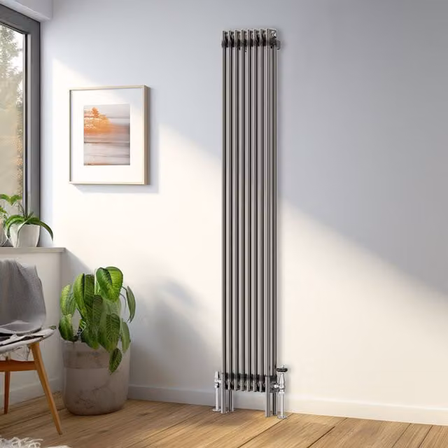Right Radiators Traditional Raw Metal Double Column Vertical Radiator, H 180 cm x W 38 cm