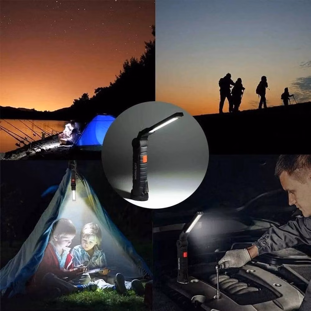 NESTLUNE 2 Pack USB Rechargeable COB Magnetic LED Work Lights in Black – 6