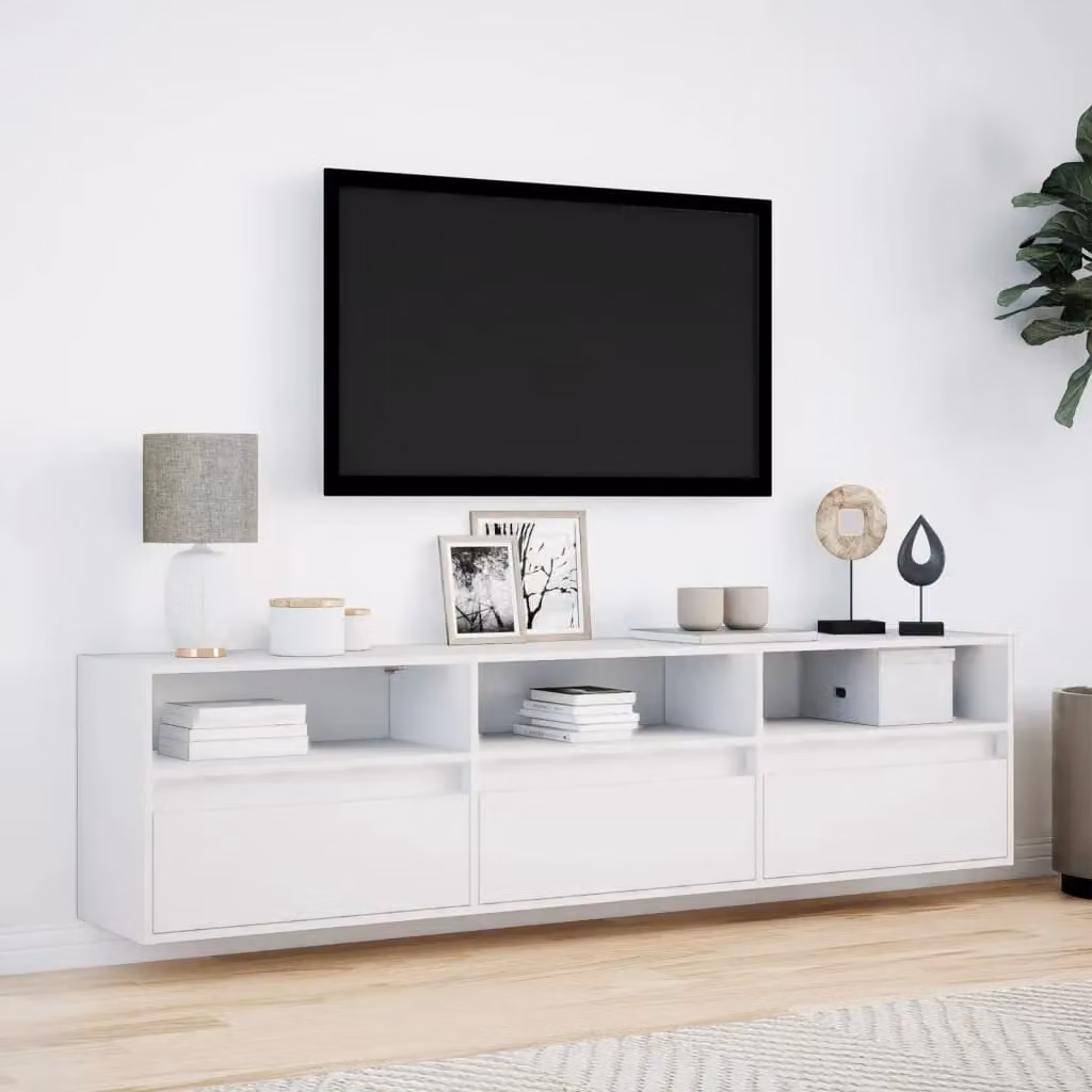 Berkfield Home Modern TV Wall Cabinet with LED in White, W/D/H: 180 x 45 x 31 cm – 2